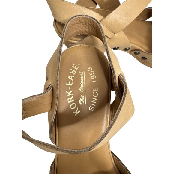 Kork-Ease Womens Leather Strappy Sandals Size 7 Tan Wedge Heel & Buckle - Picture 3 of 9